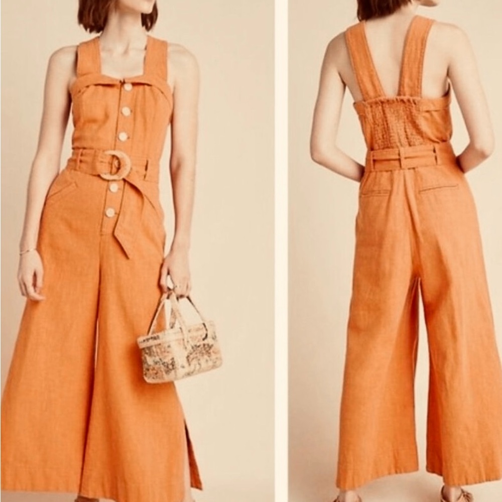 Anthropologie Vibrant Orange Jumpsuit